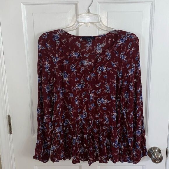 American Eagle Outfitters floral printed boho blouse size L - Picture 1 of 10